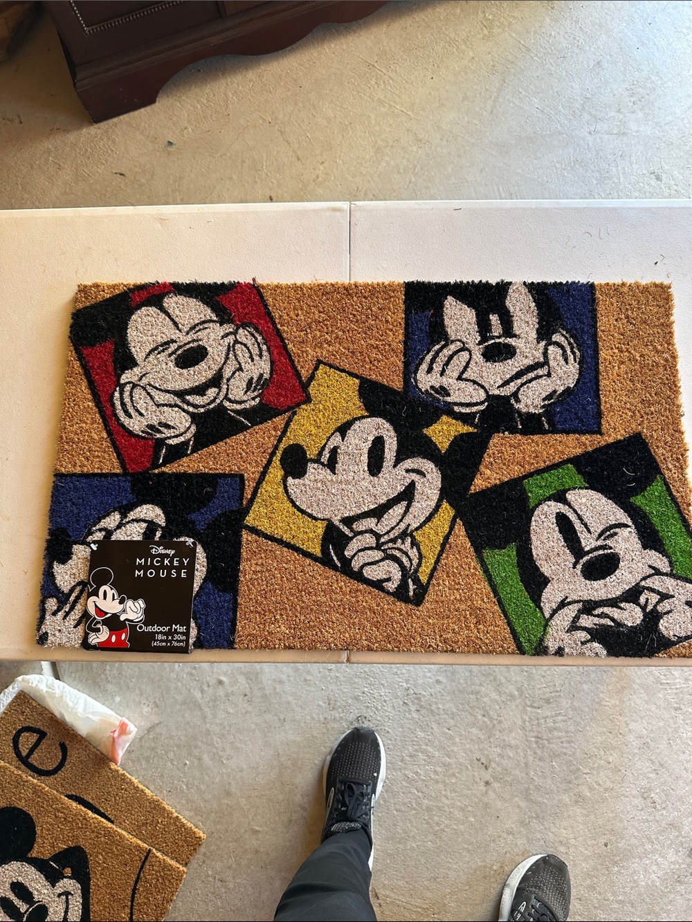 Disney Mickey Mouse Color-Block Coir Doormat in Red Blue Yellow Green Black